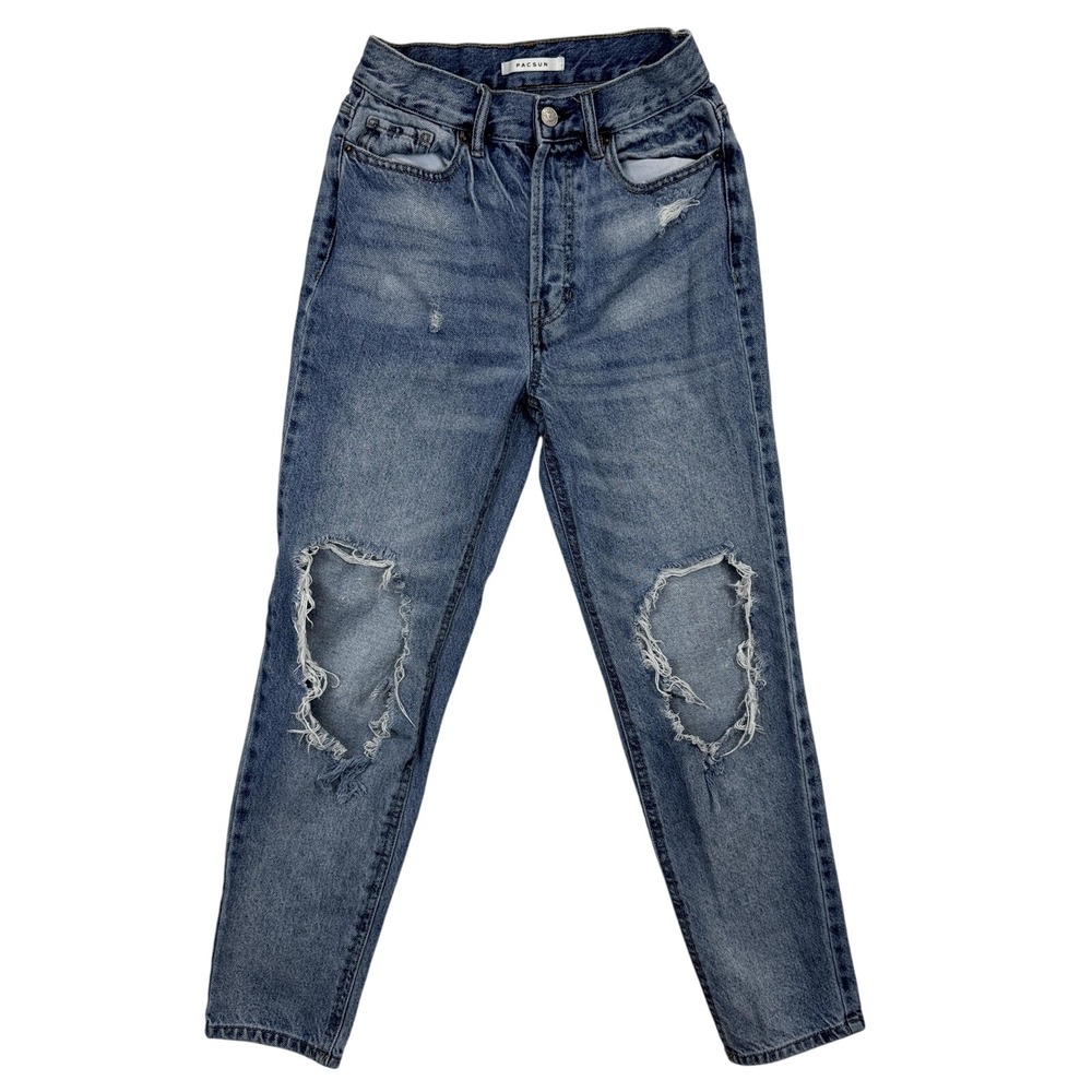 Pacsun Jeans Womens 27 Ultra High Rise‎ Slim Distressed Ripped Denim Button Fly